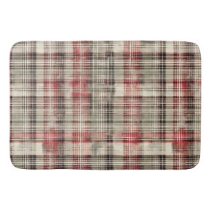 A Christmas Tartan Floral Design Series #2 Bath Mat