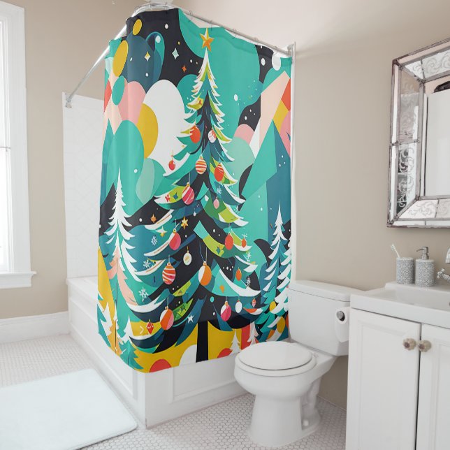 A christmas tree illustration 1 - Shower Curtain (In Situ)