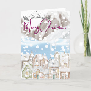 A Christmas Village in the Mountains Holiday Card