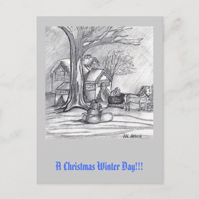 A Christmas Winter Day Holiday Postcard (Front)