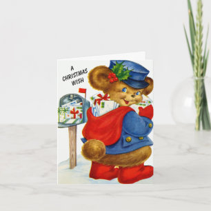 A Christmas Wish Santa Holiday Postman Bear Card