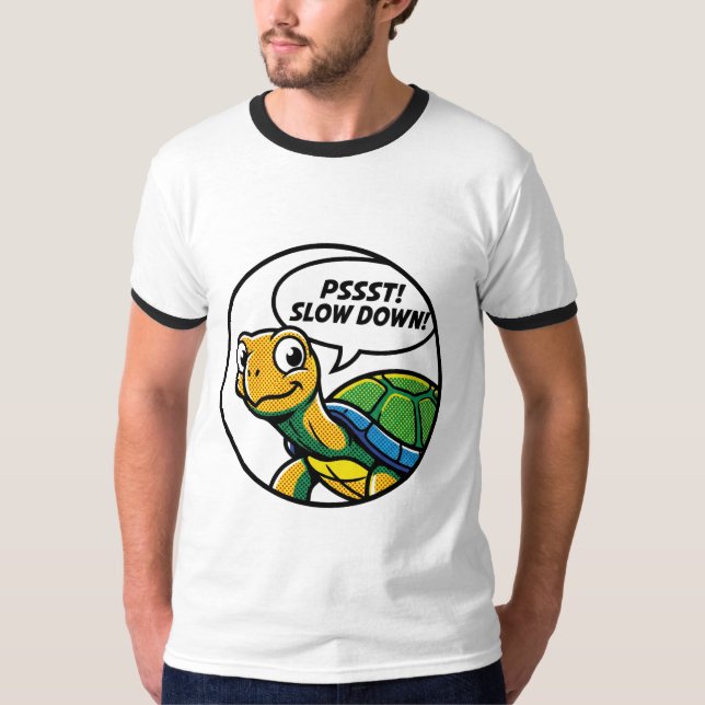 A Chromatic Sage: Psychedelic Pop-Art Wise Turtle T-Shirt (Front)