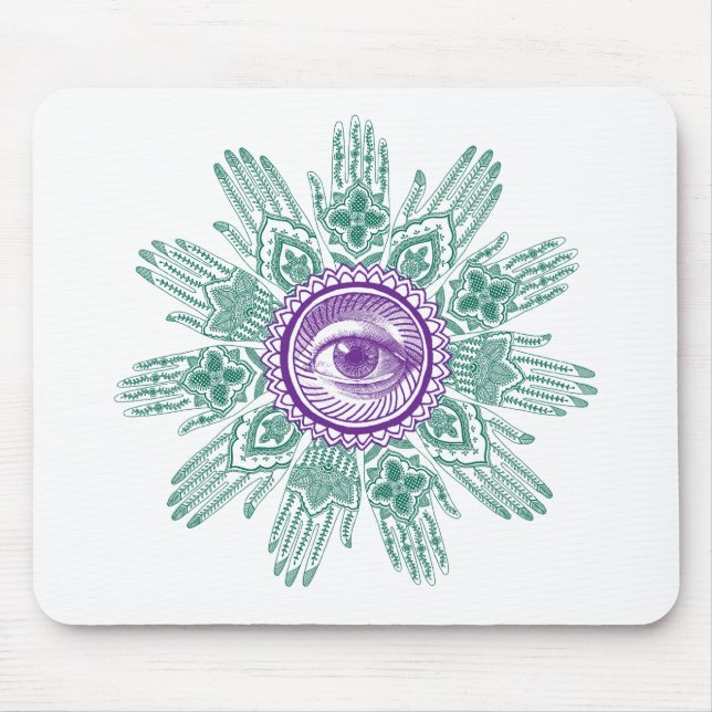 A circle of hands and an Eye Mouse Mat (Front)