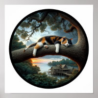 A circular 3D image of a beautiful Calico cat 