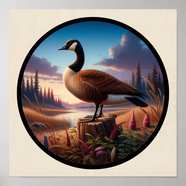 A Circular 3D Image of a Beautiful Canada Goose Poster (Front)
