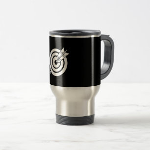 a circular arrow travel mug