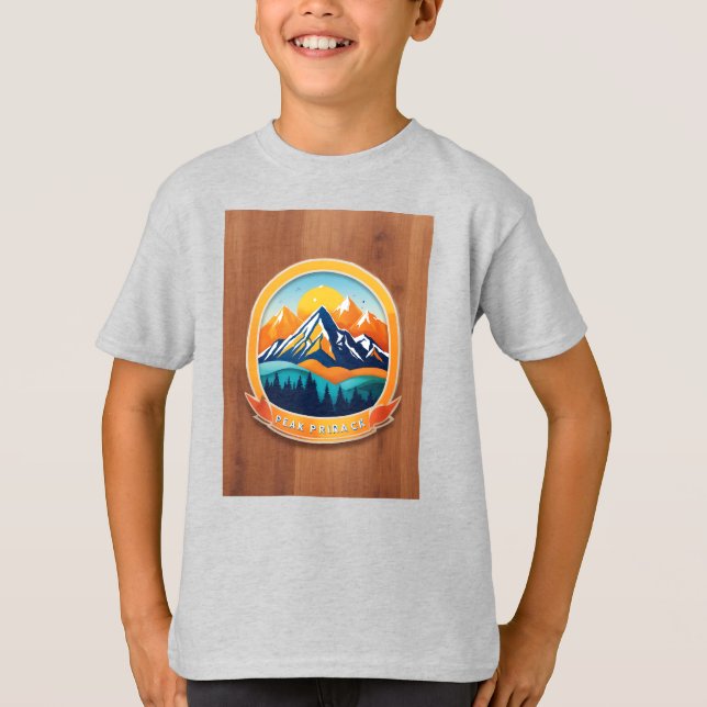 A circular t-shirt logo of serene mountain  (Front)