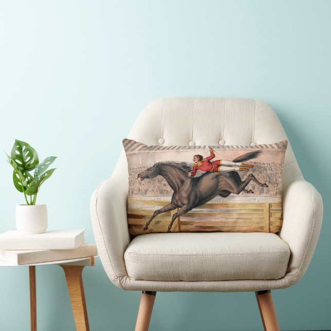 A Circus Performer Riding A Vaulting Horse Lumbar Cushion (Chair)