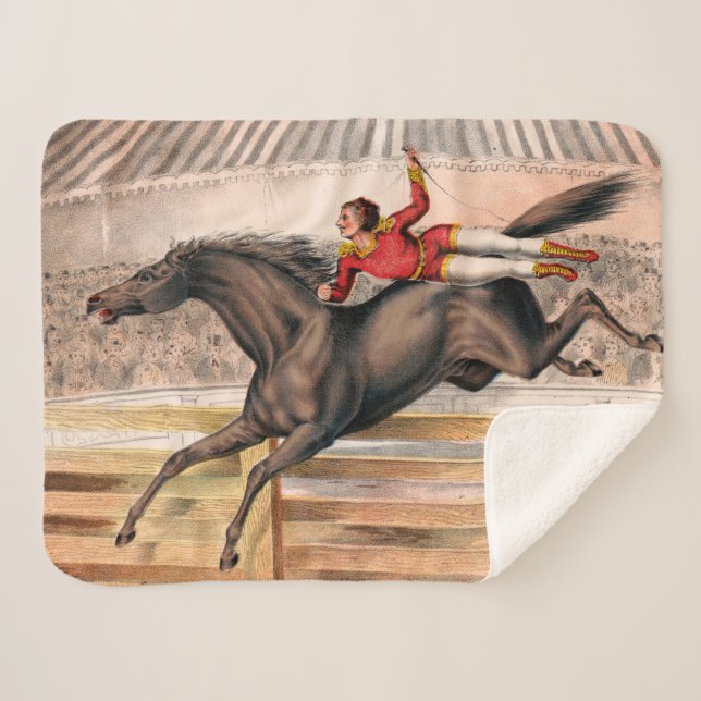 A Circus Performer Riding A Vaulting Horse Sherpa Blanket (Front (Horizontal))