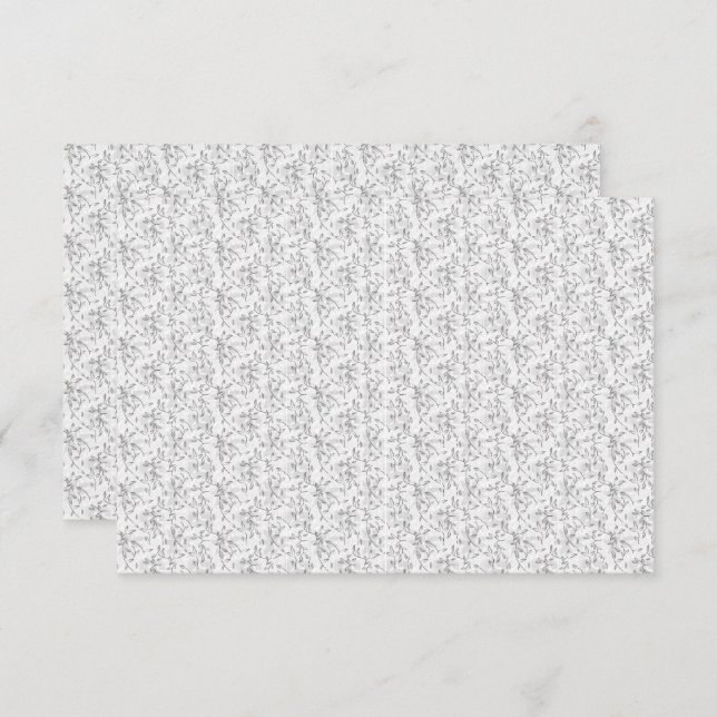 A classic black and white floral pattern, illustra thank you card (Front/Back)