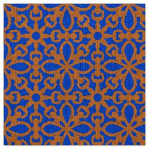 A classic blue & orange fabric geometric pattern