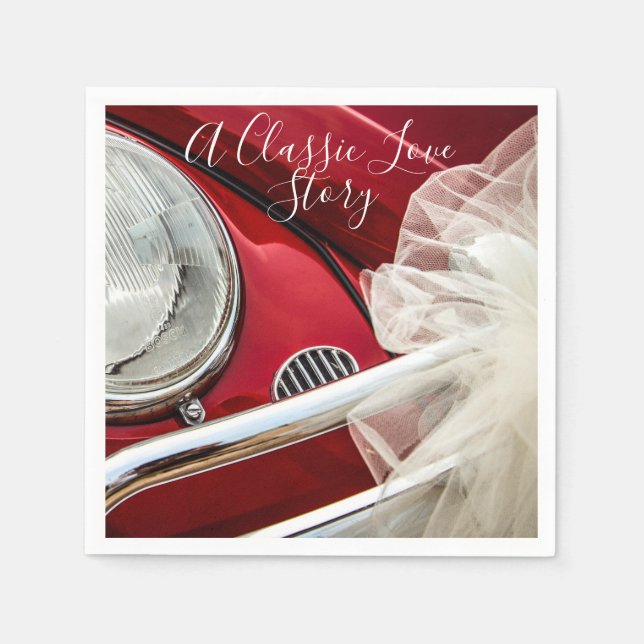 A classic car love story red white napkin (Front)