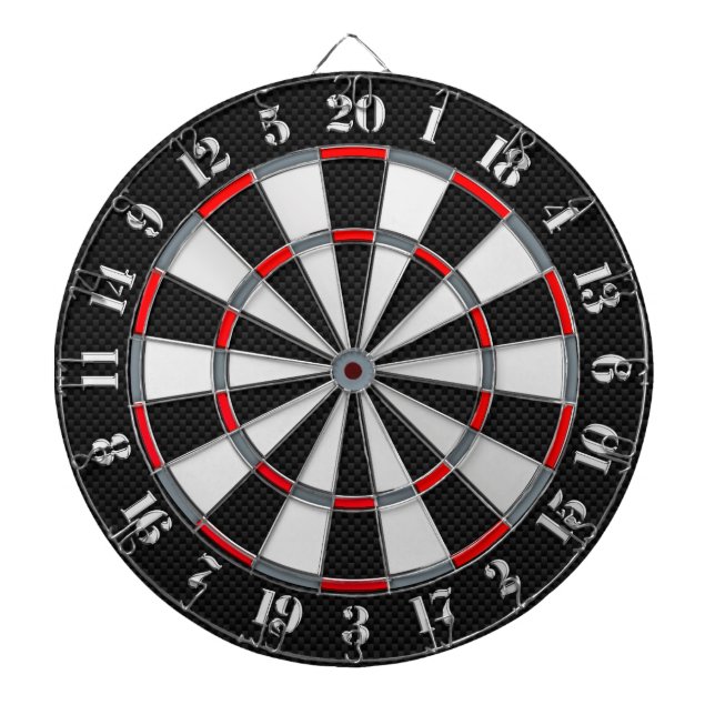A Classic Game of Darts Chrome Carbon Fibre Styles Dartboard (Front)