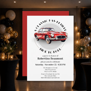 A Classic Has Retired Red Car Retirement Party Invitation
