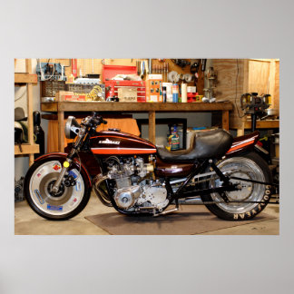 A Classic Kawasaki 1974 Z1 Modified Drag Bike Poster