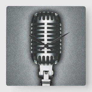 A Classic microphone Square Wall Clock