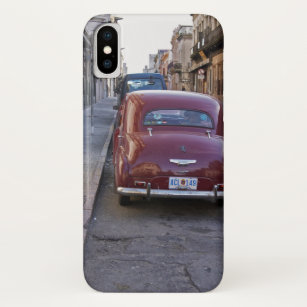 A classic old red Peugeot car parked on a street Case-Mate iPhone Case
