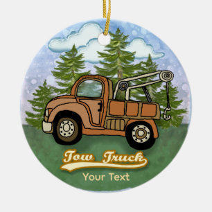 A Classic Old Tow Truck Ceramic Tree Decoration