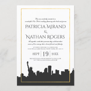 A Classic White New York Wedding Invitations