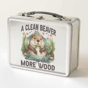 A Clean Beaver Always Gets More Wood Metal Lunch Box