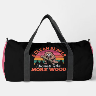 A Clean Beaver Retro Sunset Duffle Bag