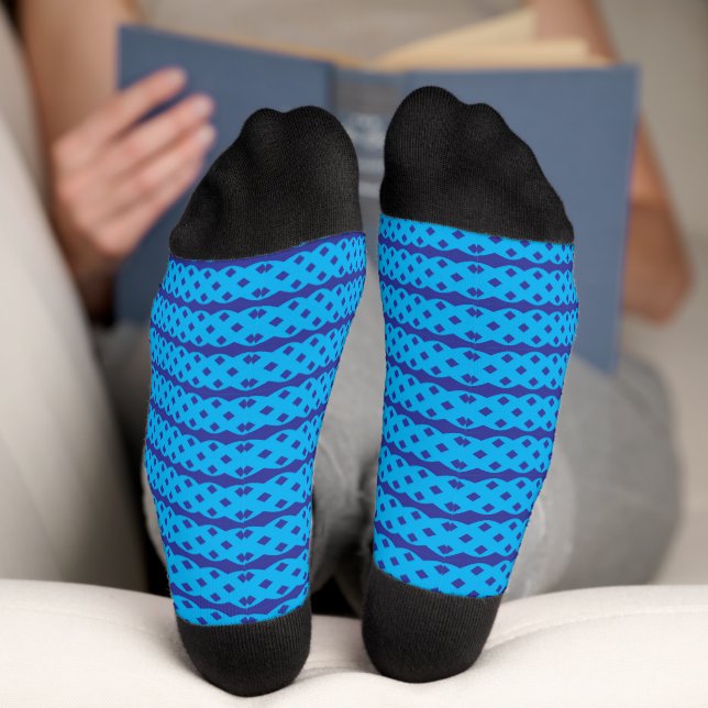 A clear blue sky stretches above a calm, deep blue socks (Bottom)