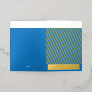 A clear blue sky with no clouds fills the entire f foil greeting card
