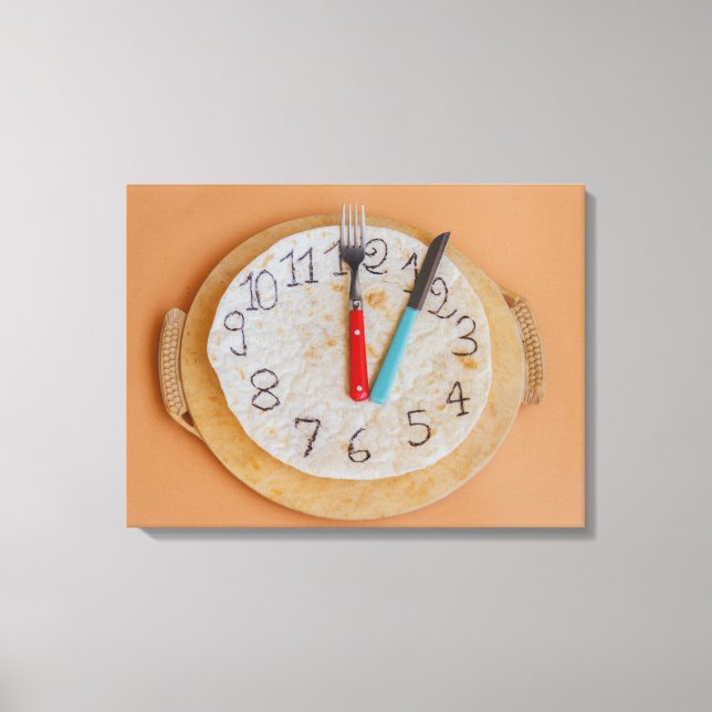 a clock made of piadina wrapped canvas print (Front)