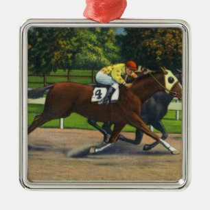 A Close Finish at the Race Track, Horses Metal Tree Decoration