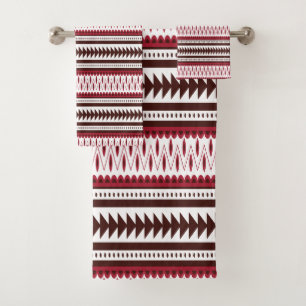 A close-up image of a colourful screen displaying  bath towel set