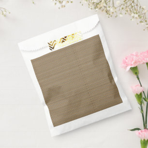 A close-up image showcasing a fabric with a tan an favour bags