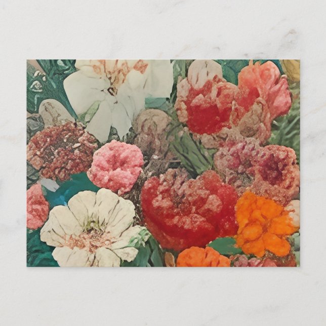 a close up of a painting of flowers invitation postcard (Front)