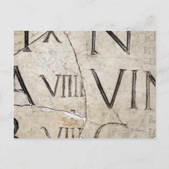 A close-up of ancient Roman letters on marble. Postcard (Front)