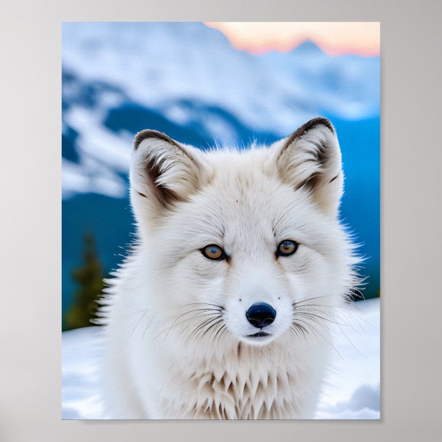 A Close-up Portrait of an Artic Fox Poster (Front)