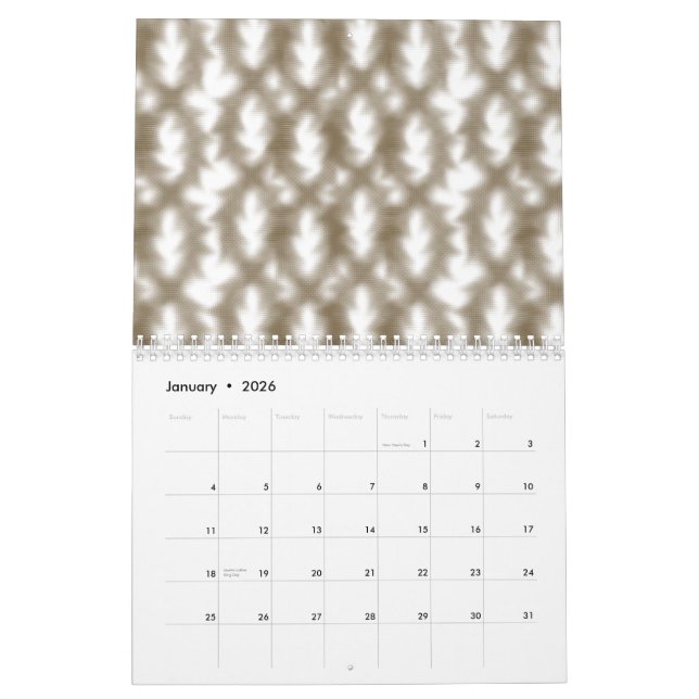 A close-up view of a crisscrossing wire mesh grid  calendar (Jan 2026)