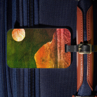 A close up view of fantasy worlds and their moons  luggage tag
