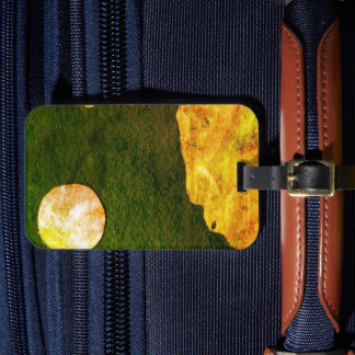 A close up view of fantasy worlds and their moons  luggage tag