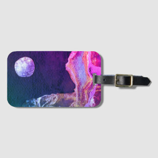 A close up view of fantasy worlds and their moons luggage tag
