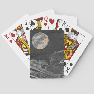 A close up view of fantasy worlds and their moons  playing cards