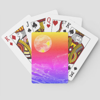 A close up view of fantasy worlds and their moons  playing cards