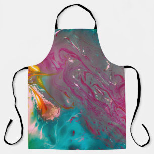 A closeup of colorful abstract oil painted wavesoi apron