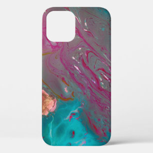 A closeup of colorful abstract oil painted wavesoi iPhone 12 case