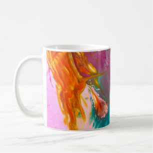 A closeup of colorful abstract oil painted wavesoi coffee mug