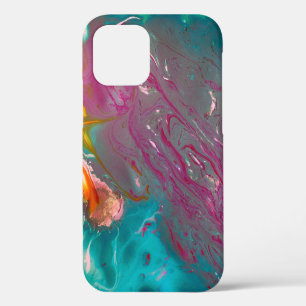 A closeup of colorful abstract oil painted wavesoi iPhone 12 case