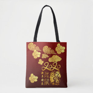 A Clouds Rat paper-cut Chinese New Year 2020 AOTB Tote Bag