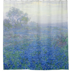 A Cloudy Day, Bluebonnets by Onderdonk Vintage Art Shower Curtain