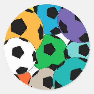 A cluster of soccer balls classic round sticker