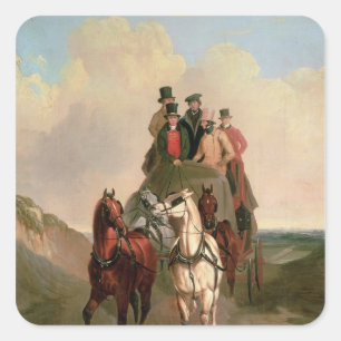 A Coach and Four on an Open Road Square Sticker