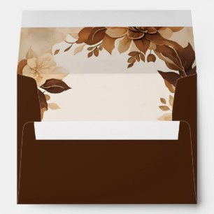 A Coffee & Cream Autumn Floral Theme Wedding Envelope