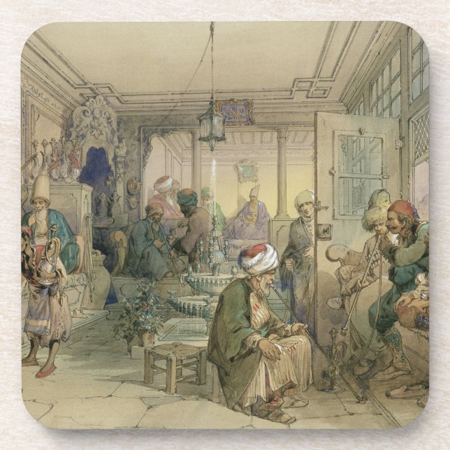 A Coffee House, Constantinople, 1854 (pen & ink & Coaster (Front)